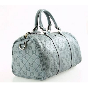 GUCCI(グッチ) ボストンバッグ 203696 AH01G 4704 型押し牛革(内側:キャンバス)(ライトブルー)