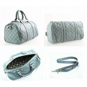 GUCCI(グッチ) ボストンバッグ 203696 AH01G 4704 型押し牛革(内側:キャンバス)(ライトブルー)